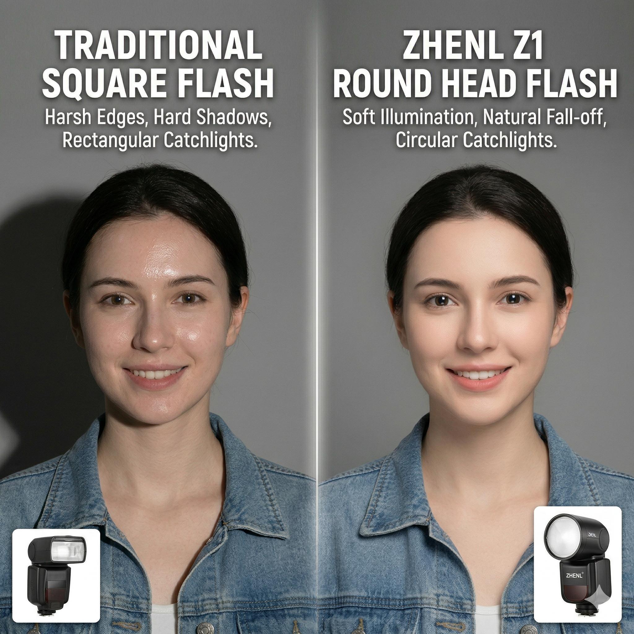 ZHENL Z1 Compact Round Head Camera Flash, Portable Fill Light for Photography & Vlog, 6500K Speedlight for Mirrorless DSLR, Universal Single Contact Hot Shoe Interface ZHENL Z1 Compact Round Head Camera Flash, Portable Fill Light for Photography & Vlog, 6500K Speedlight for Mirrorless DSLR, Universal Single Contact Hot Shoe Interface