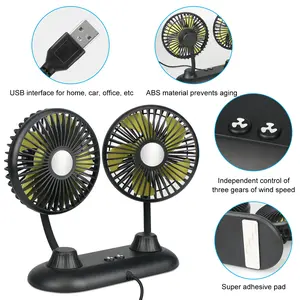 Car fan, 12V rear seat cooling fan, headrest-type 360° rotating dual-head front seat fan, suitable for cars, SUVs, RVs and other models.
