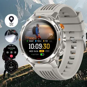 GPS Smartwatch 1.46 Inch, IP68 Waterproof, Bluetooth-compatible Calling, Step Counter, LED Light, Compass, Navigation, Weather, Alarm, Calculator, Unisex, Ultimate Outdoor Smartwatch