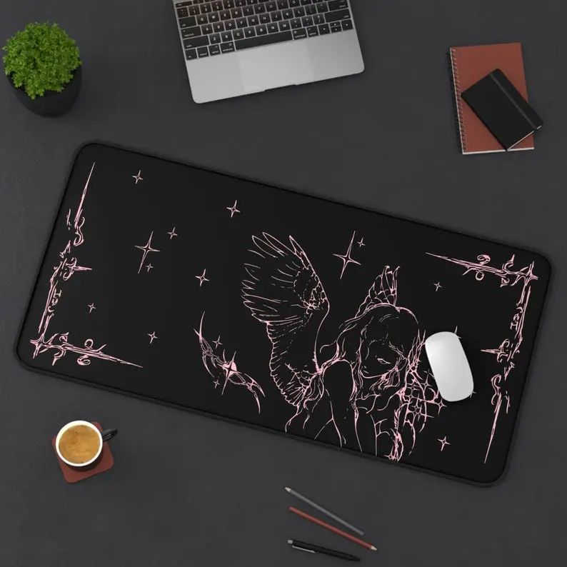 Cybersigilism Angel Stars Desk Mat, Mystical Futuristic Workspace Mouse Pad – FASTSHIPPING
