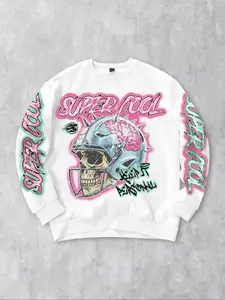Men's Fleece Lined Raglan Sweatshirt, Long Sleeve, Round Neck, Soft Comfortable, Loose Fit, Casual Daily Wear, Fall & Winter, Halloween Style