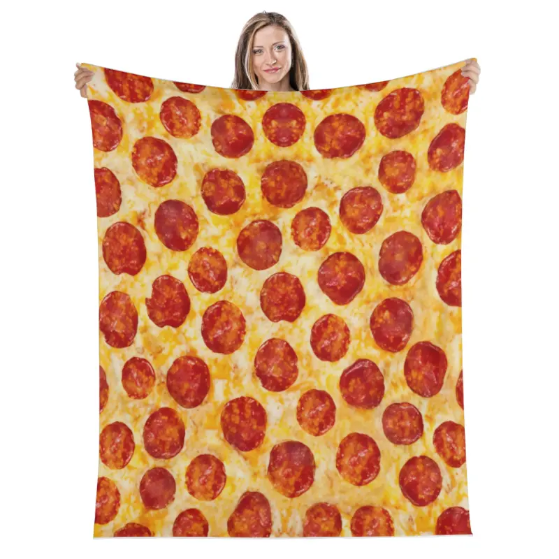Pepperoni Pizzas Blanket for Adult Kids, Realistic Pizzas Throw Blanket Funny Gifts for Women Men Teen Boy Girl, Soft Flannel Food Blanket for Christmas Birthday Gifts-Red