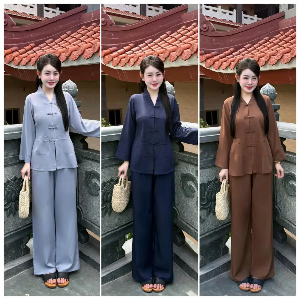 Pháp Phục Nữ PT34 ( Vietnamese Size ) (40kg-65kg) / Women's Temple  / Women Ao Ba Ba / Vietnamese Tradition Phap Phuc / Luna New Year