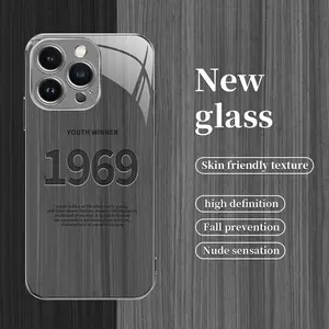 Suitable for [iPhone 13 Pro] Personality Simple Light Luxury Wood Grain Era Electroplating Frame Glass Mobile Phone Case Affordable Anti-fall Anti-fingerprint-888