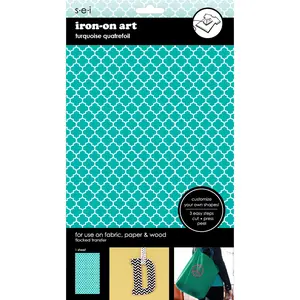 Turquoise Quatrefoil 5.5 x 9.25 Inch Iron-on Sheet - Cut Your Own Design