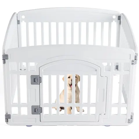 furnishflex Dog Playpen Safe & Secure Indoor/Outdoor Pet Fence | Folding & Portable | Ideal for Small to Medium Dogs | Easy to Clean （White）