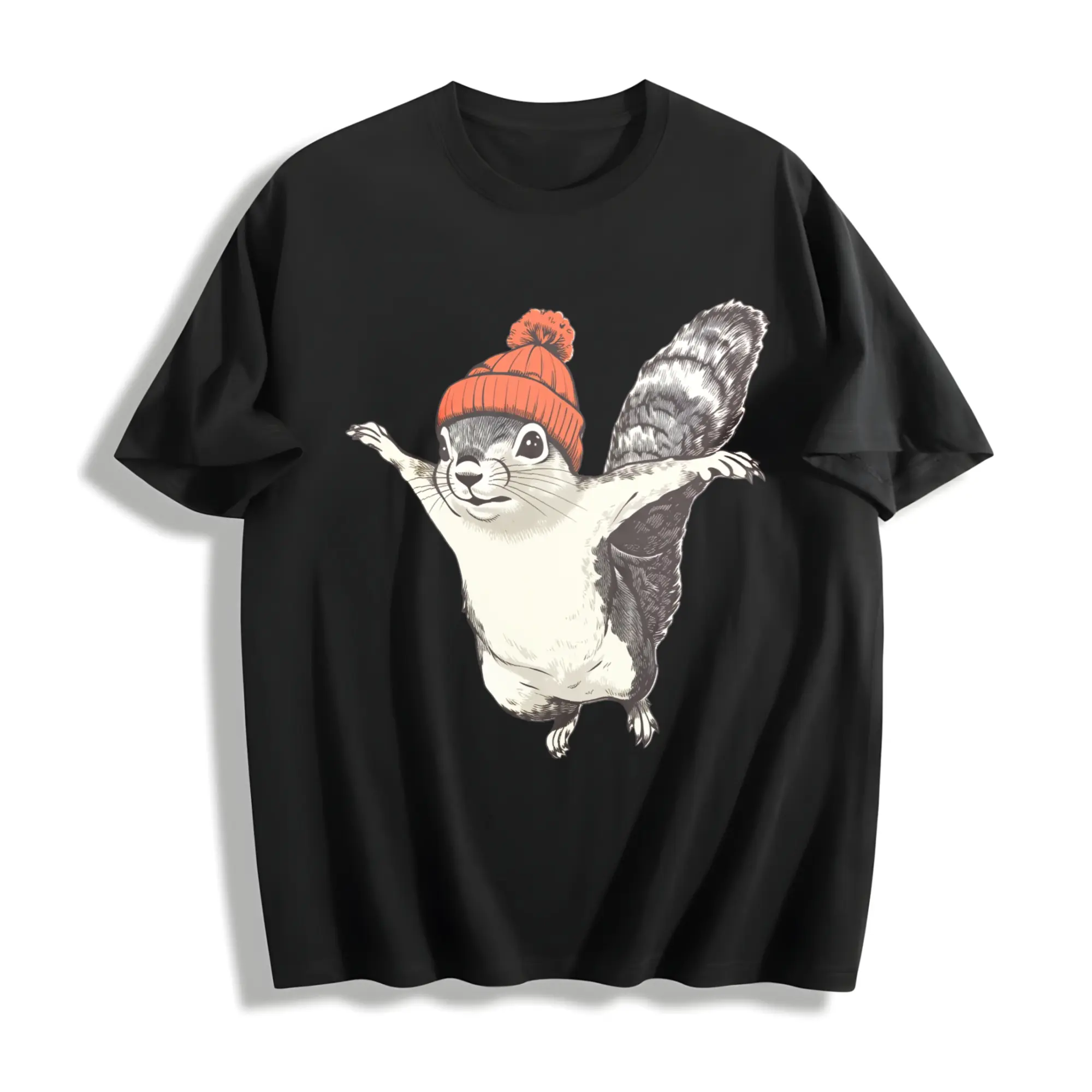 Vintage Squirrel Graphic T-Shirt, Unisex Breathable Cotton Tee, Loose-Fit Menswear Top for Casual or Gym Wear