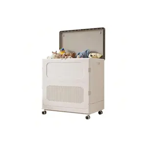 Beige - Toy Box For Living Room Area,130 QT Extra Large Toy Chest Storage Organizer,Collapsible Sturdy Toy Storage Bins With Lids And Wheels - Lidded Outdoor Storage Box For Patio Cushions, Tools, Toys Containers Basket Decor Fitting