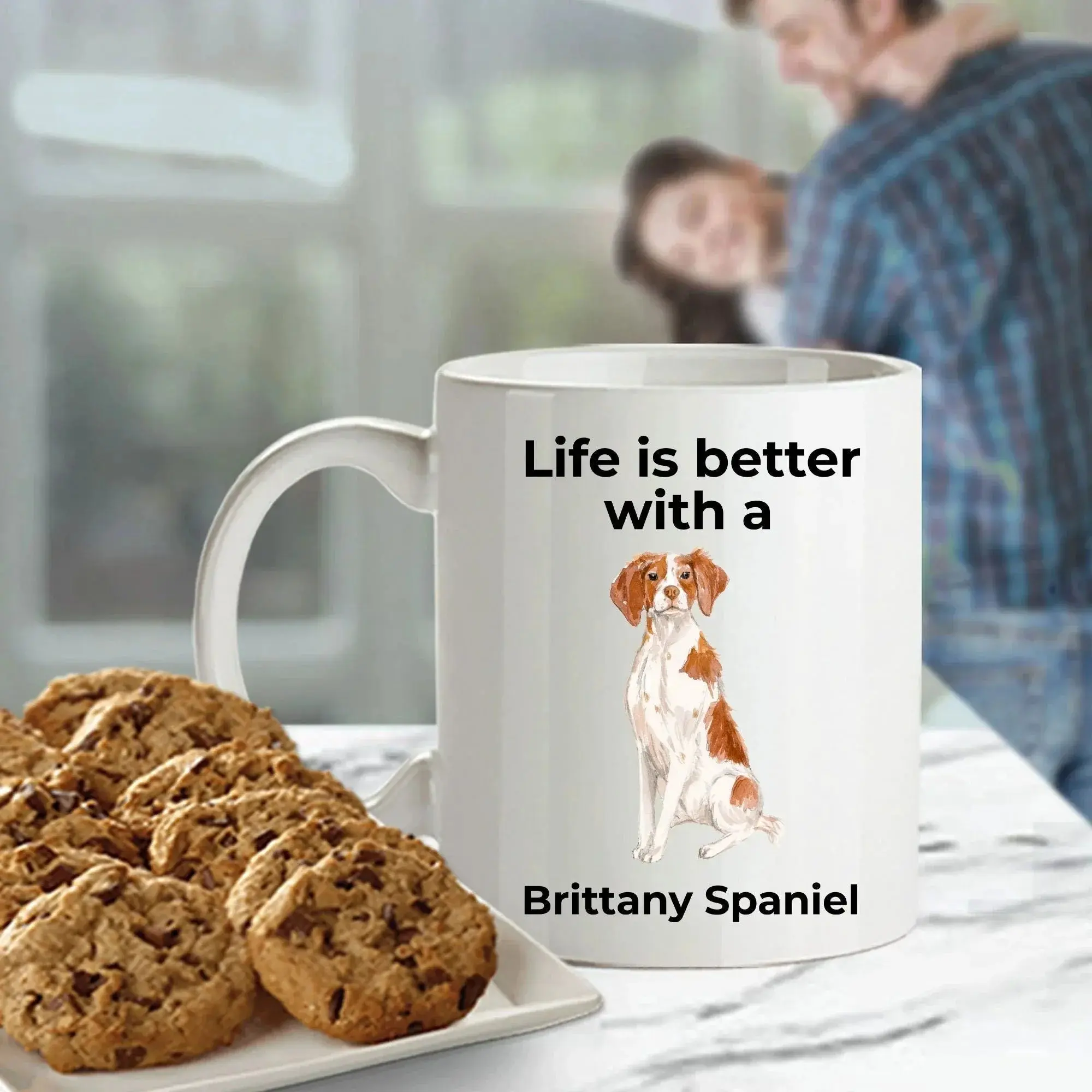 Brittany Spaniel Dog Custom Ceramic Coffee Mug - Life is Better with a Brittany Spaniel