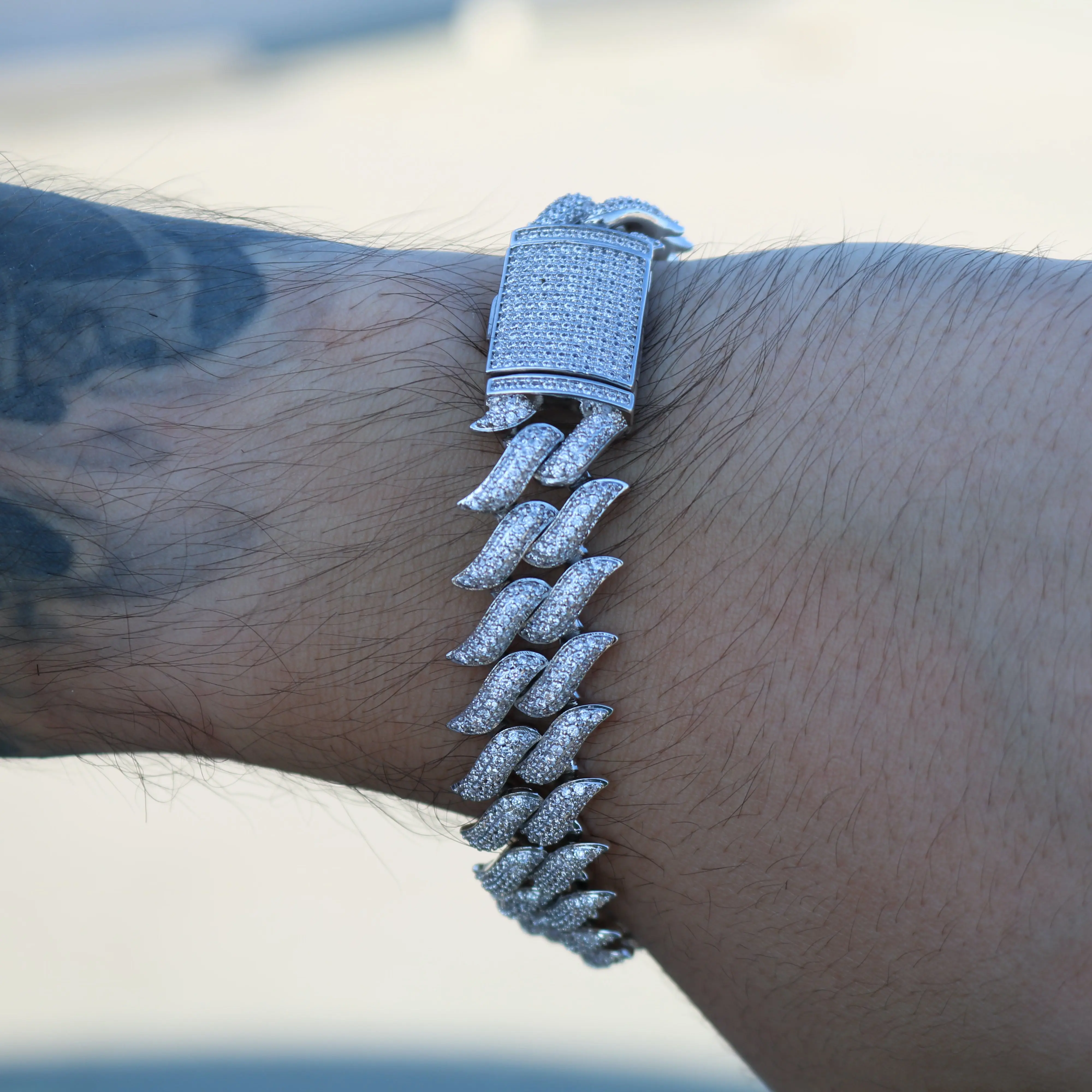 Diamond Cuban Link Spiked Bracelet