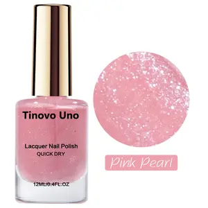 Tinovo Uno Pink Glitter Bead Gloss Nail Polish 12ml, Nail Manicure, Naturally Dries Without Needing to Dry In The Oven, Long-lasting Shine Nail Care