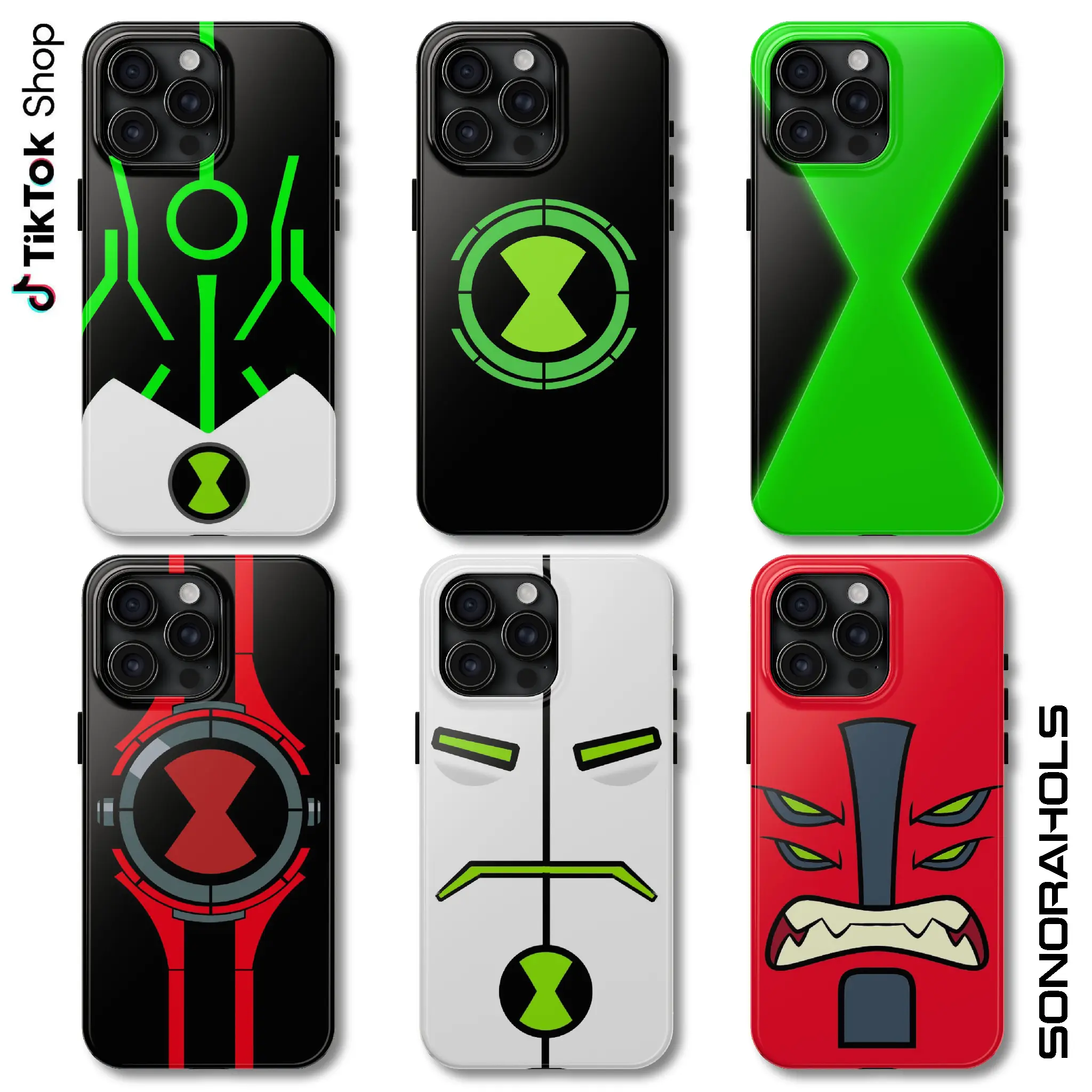 Ben 10 Reboot Omnitrix Watch Phone Case, Albedo Omnitrix Symbol Upgrade Ghostfreak Four Arms Phone Cover, Original Cartoon TV Show 17 Air Pro Max