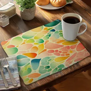 212 MAIN Green Braided Polyester Placemat, 14x18 in., Organic Fruits Design, Stylish Tableware & Coasters for Drinks, Home Decor Accessory (MWW CBPM14183R3F29)