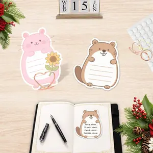 YOOMA Cute Beaver & Hamster Sticky Notes Collection - Perfect for Organizing Tasks, Notes, and Schedules. Great for Home, School, or Office Use. A Nice Gift for Stationery Fans,100-Pack with100pcs Stickers+3pcs Mental Note Card Clip, Cute Animal Notepads