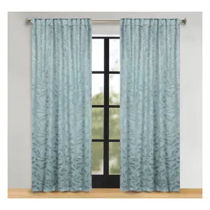 Superior Leaves Room Darkening Curtains with Back Tabs, 52x108