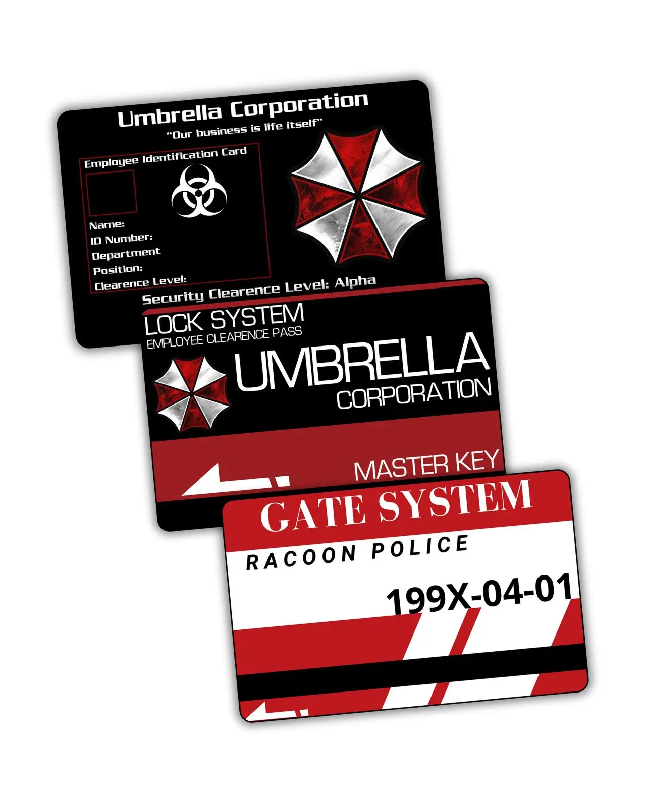 Resident Evil Key Card's Pack Card Keys Collection Set of 3 Pcs PVC RPD Umbrella Corporation Cosplay Costume Accessories RE collectors
