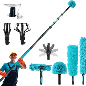 12ft High Reach Duster Kit - Multifunctional Cleaning Supplies with Light Bulb Changers, Duster Brush for Glass, Home Cleaning Products