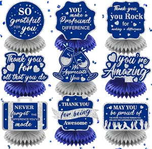 8 Pieces Navy Blue Birthday Honeycomb Centerpieces for Men Women Party Decorations