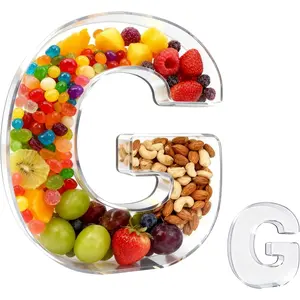 10" Acrylic Letter Charcuterie Tray - Reusable Fillable Alphabet Shape Charcuterie Box, Alphabet Shape Cake Candy Tray for Birthday Anniversary Party Decorations (Letter G)