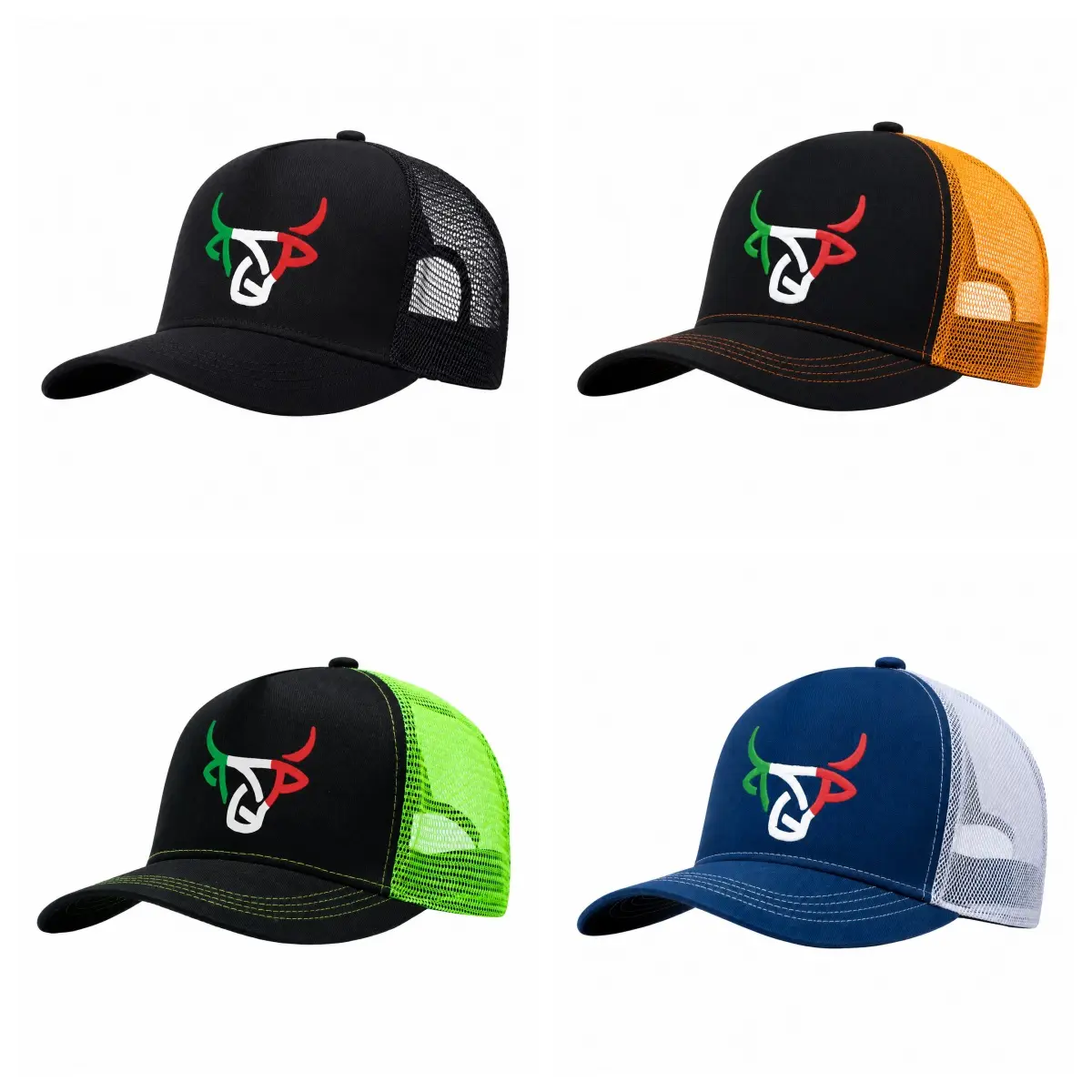 Unisex Geometric Bull Graphic Baseball Cap, Adjustable Trucker Hat, Outdoor Sun Protection Cap, Casual Snapback Headwear for Men Women, Travel Beach Vacation Hat