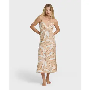 Tropic Breeze Midi Dress - Stone
