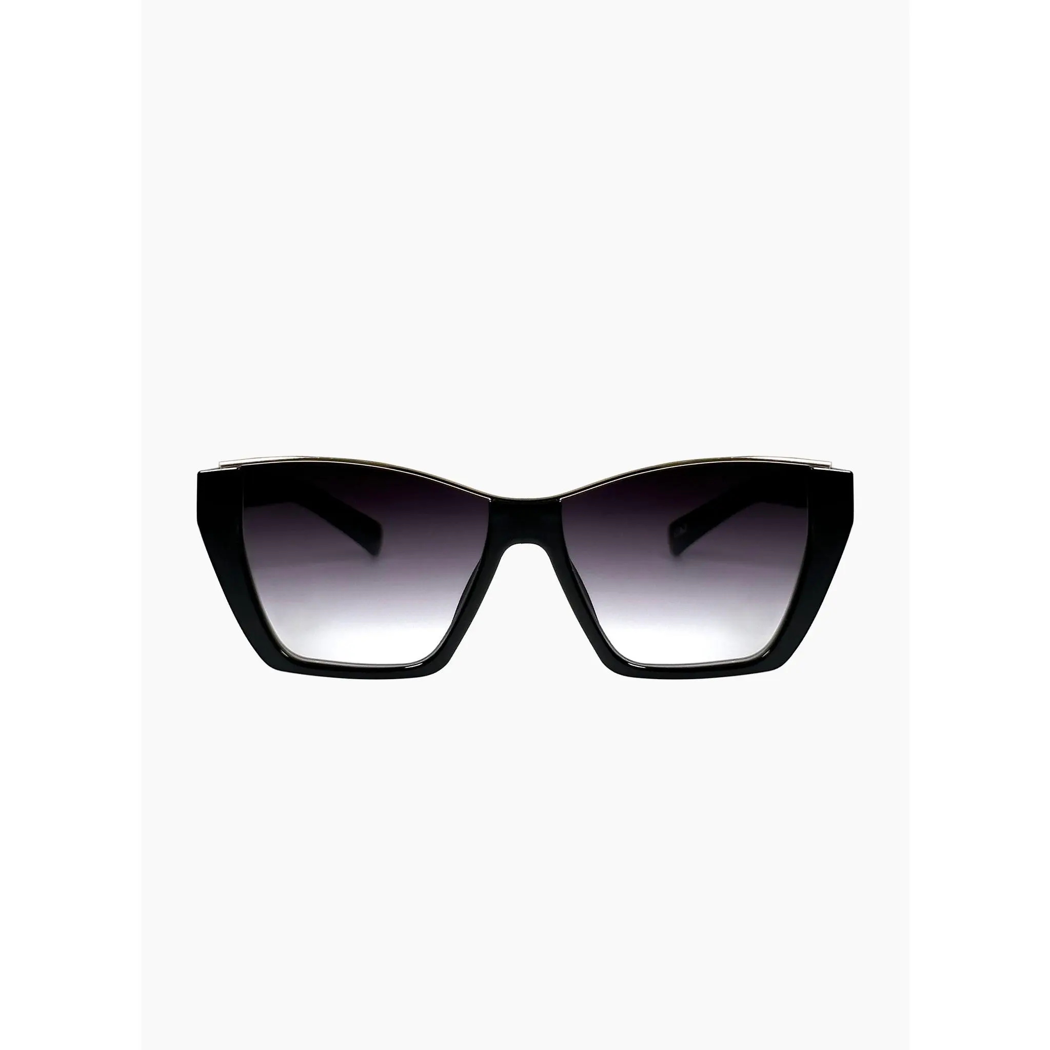 OTRA Belle Unisex Vintage Squared Cateye Sunglasses with Black Frame and Metal Lining, Gradient Smoke Lenses, 100% UV Protection, Vegan Pouch Included, Stylish Accessories, Vintage Chic, Elegance And Functionality