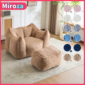【Autumn sale】50" Giant Bean Bag Chairs for Adults Teens, Large Bean Bag Velvet Sofa Chairs with Filling Comfy Fuzzy BeanBag Chair with Armrests for Bedroom Living Room Reading