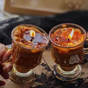2 PCS Candle Cup 350g Strong Coffee Scented Ice Americano Candle Tall Glass Bedroom Nordic Style Gift Large Size Long-Lasting Burning Bedroom Fragrance
