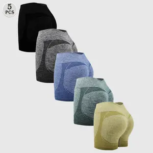 5pcs HIXOWIA Women's High Waist Seamless Sports Shorts - Quick Dry, High Stretch, Compression Yoga Workout Summer Bottoms Gymclothes