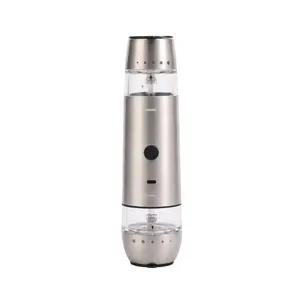 Gravity-Activated Electric Salt & Pepper Grinder Set – Rechargeable, Dual Chamber Design, Adjustable Grind with LED Light, Stainless Steel, Type-C Charging
