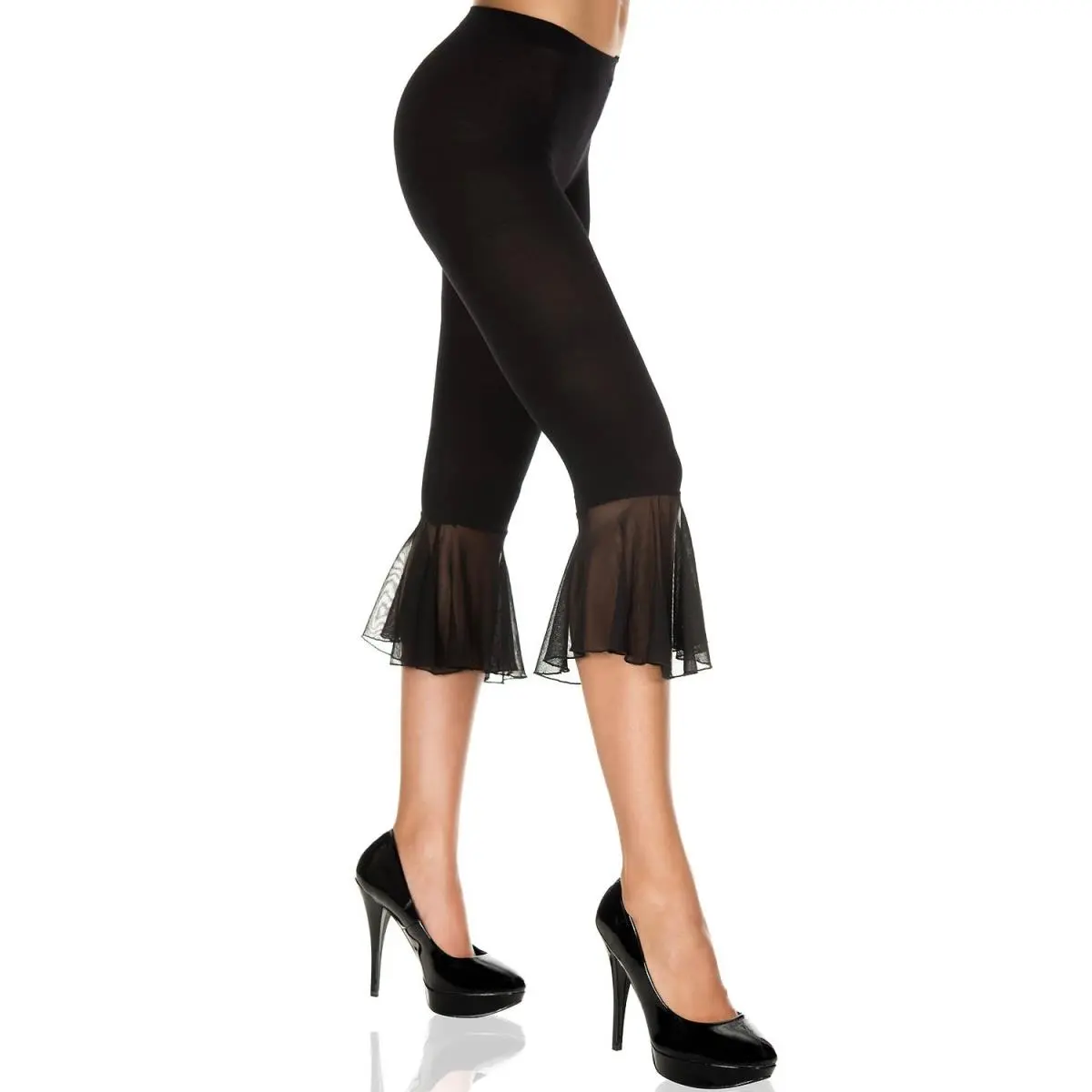 212 MAIN Women's Stretch High Waist Mesh Capri Leggings - Black, Workout Bottoms, Costume-Friendly, Flattering Fit