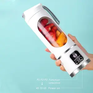 Portable blender: a 450 ml USB rechargeable personal blender with a digital display and three adjustable settings; ideal for making smoothies, shakes, and crushed ice—perfect for travel, fitness, and office use. Kitchen juicer. Knife RazorSharp