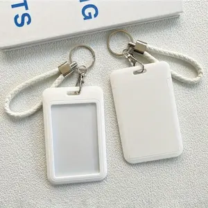 2pcs/set Macaron Color Plastic Badge Holder with Keychain for Bus Card, Student Meal Card, Campus Card, Access Control Card, ID Card, Door Card