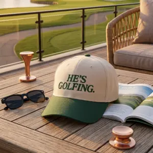 [Hot Trend Hat 2026] “He’s Golfing” Funny Embroidered Hat Trucker Cap – Relatable Golf Meme Hat, Premium Golf Gift for Men