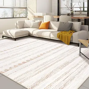 cotiled 5x7 Area Rug Living Room: Washable Boho Rugs with Non Slip Backing Large Soft Indoor Stain Resistant Carpet for Bedroom Farmhouse Dining Room Lightweight Home Decor L Brown/Cream