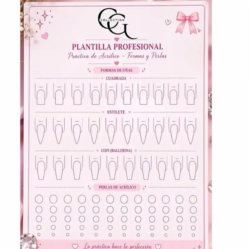Nail Art Practice Sheet – Acrylic & 3D Nail Design Template