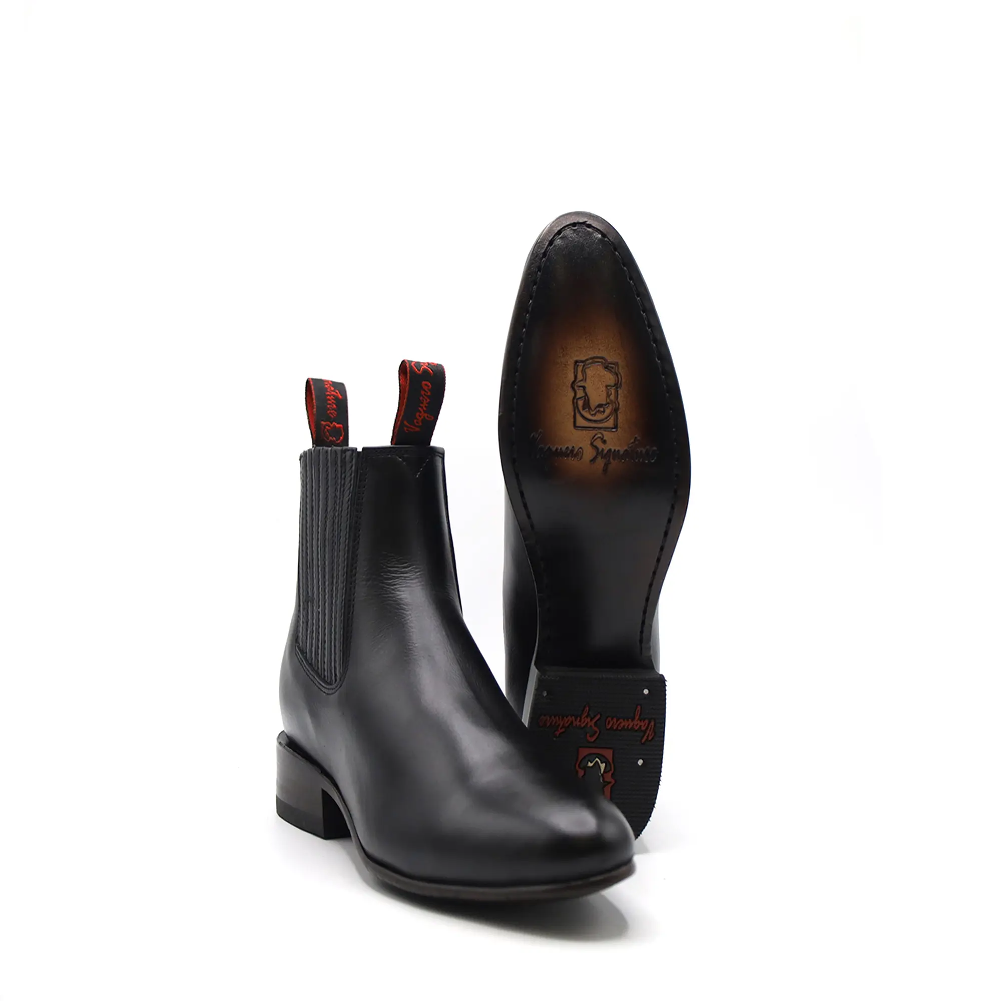2692401 - Men's Vaquero Signature Charro Ankle Toe Boots Grasso Black