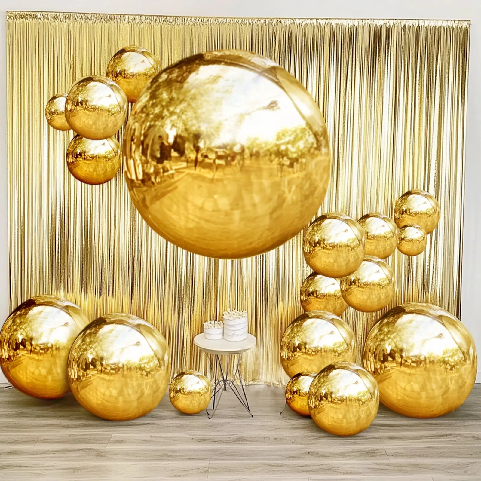 2-Pack Metallic Gold Sphere Balloons, 43" Orbz Mylar Balloons Helium or Air-Filled Party Supplies