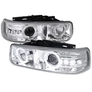 1999-2002 Chevrolet Silverado/ 2000-2006 Tahoe Suburban Dual Halo Projector Headlights (Chrome Housing/Clear Lens)