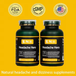 BNH Headache Hero - Natural Capsules for Headache Relief, Blood Circulation & Muscle Tension Ease - FDA & CGMP Certified