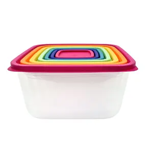 Plastic Rainbow Food Storage Set, Multi Color, 14 Count