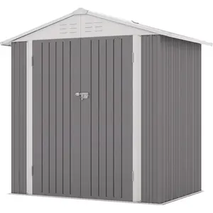 Outdoor Metal Storage Shed with Base Kit - Garden Tool Storage, Bike Shed, Backyard Organizer - Weather Resistant Utility Shed