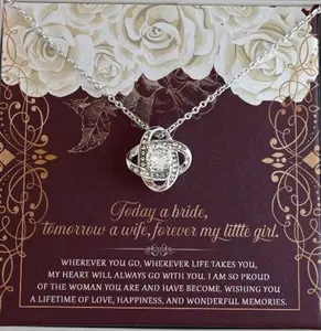 Daughter Wedding Wonderful Memories Love Knot Necklace, , Gift from Mum and Dad for Daughter, Bride Jewellery, Daughter Bride Wedding