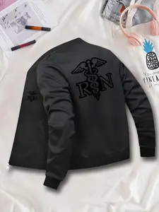 Women's Fashion Jacket with Rn Snake Pattern, Casual Everyday Graphic Zipper Cardigan, Fitted All Season Outerwear, Stylish Ladies Coat