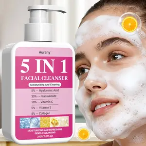 5 In1 Facial Cleanser Acial Cleanser,Foaming  Face Wash Cleanser, Facial Cleanser,exfoliating face wash,Facial Cleanser For All Skin, With Removes Impurities, Moderate Exfoliator Skin Care with Exfoliants,Men and Women Daily Face Wash-200g