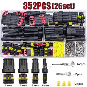 352-Piece Car Waterproof Connector Kit, Quick Connect Wire Terminals, Electrical Vehicle Wiring System, Automatic Sealed Sockets