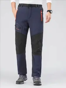 Men's Fleece Lined Outdoor Pants, Rock Climbing Camping Work Casual Sports Windbreaker, Zipper Pockets, Fashion Versatile with Belt Included, Casual Streetwear Trousers