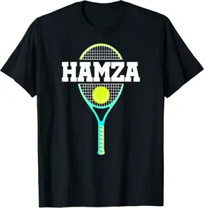 Hamza Name Tennis Player Boys Ball and Racket Sports Fan T-Shirt - Wesleylaird Shop 37B09Q2H49Y2
