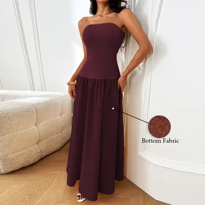 odela strapless drop waist maxi dress chocolate Moon Aura Pleat Detail Strapless Maxi Dress Chocolate main image 0