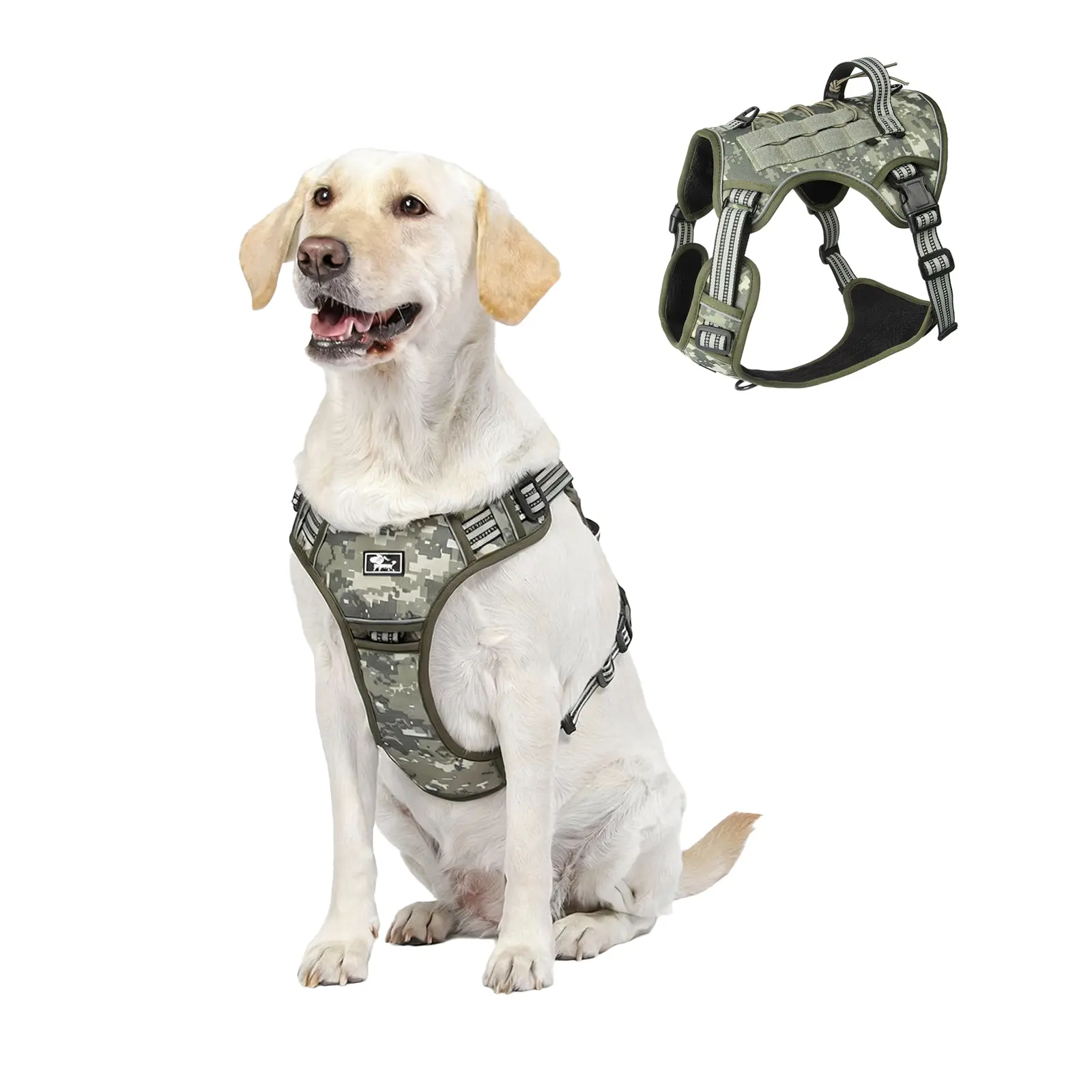 Multifunction Tactical Dog Harness Vest with Handle and Leash, Adjustable Chest Harness for Large Dogs Outdoor Walking & Training, Harnesses